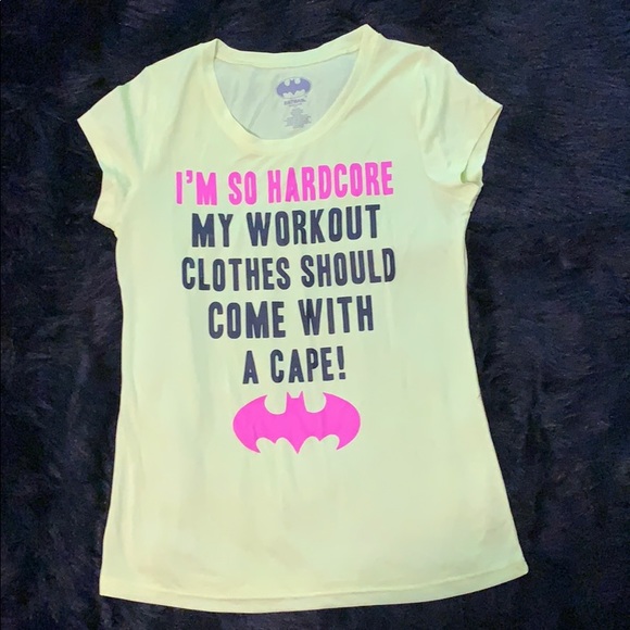 Batman Neon Yellow Women’s Workout Shirt 2XL (19) - Picture 4 of 6